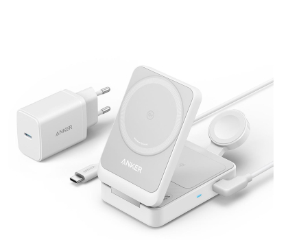 Ładowarka do smartfonów Anker MagGo Wireless Charging Station Qi 2.0 15W 3-in-1 biała